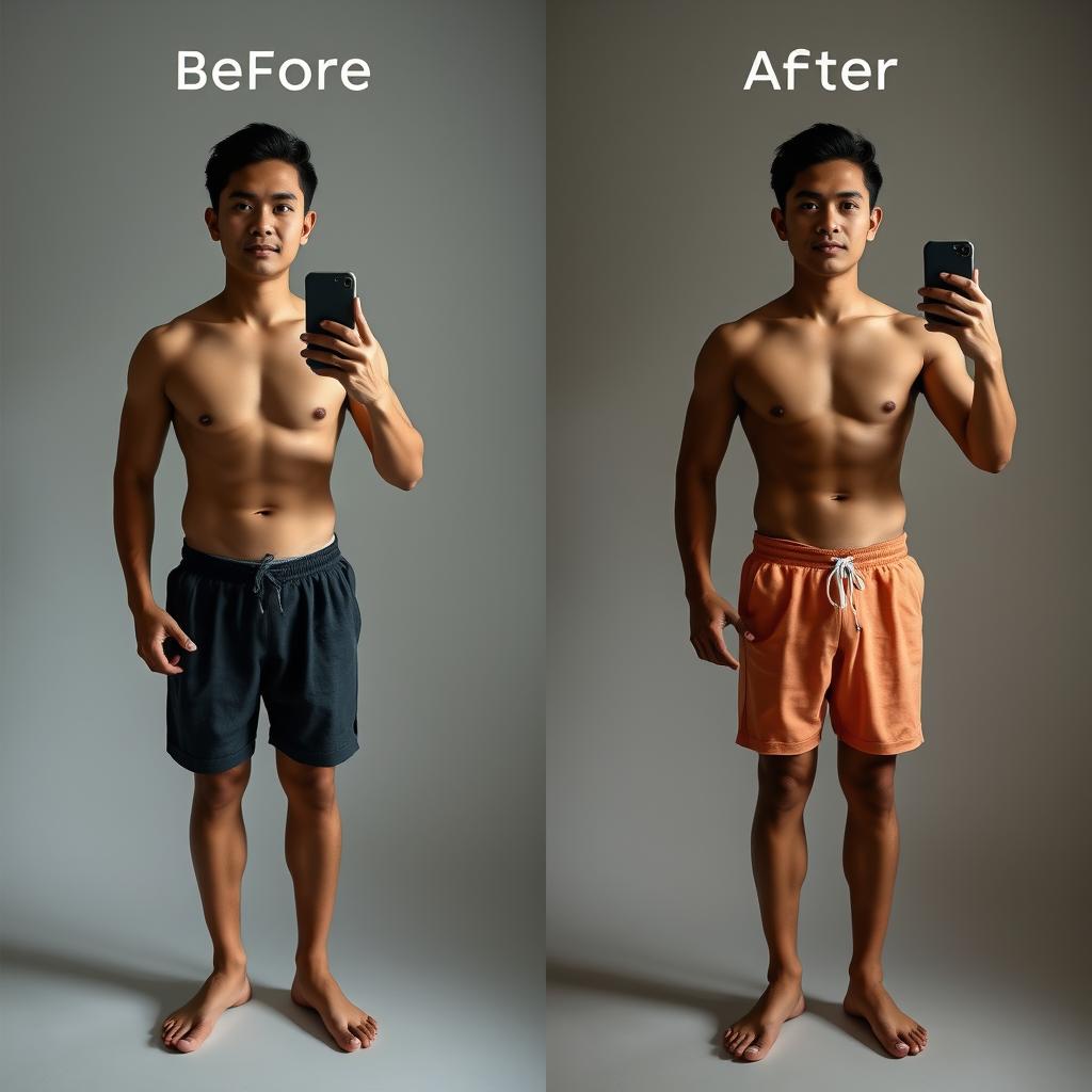Foto progres latihan fisik sebelum dan sesudah Foto progres latihan fisik sebelum dan sesudah