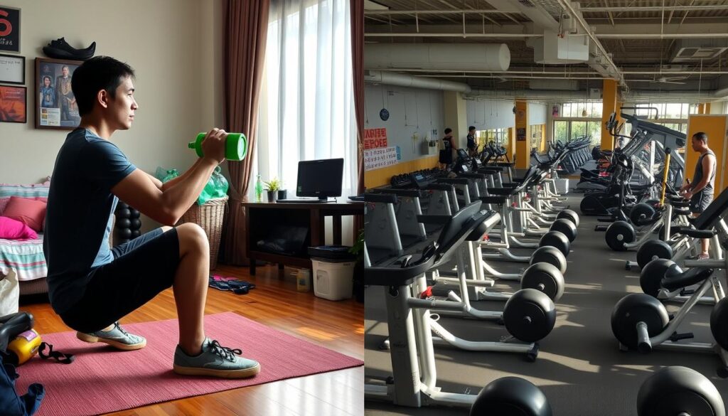 Perbandingan latihan fisik di rumah tanpa peralatan mahal dengan gym Perbandingan latihan fisik di rumah tanpa peralatan mahal dengan gym