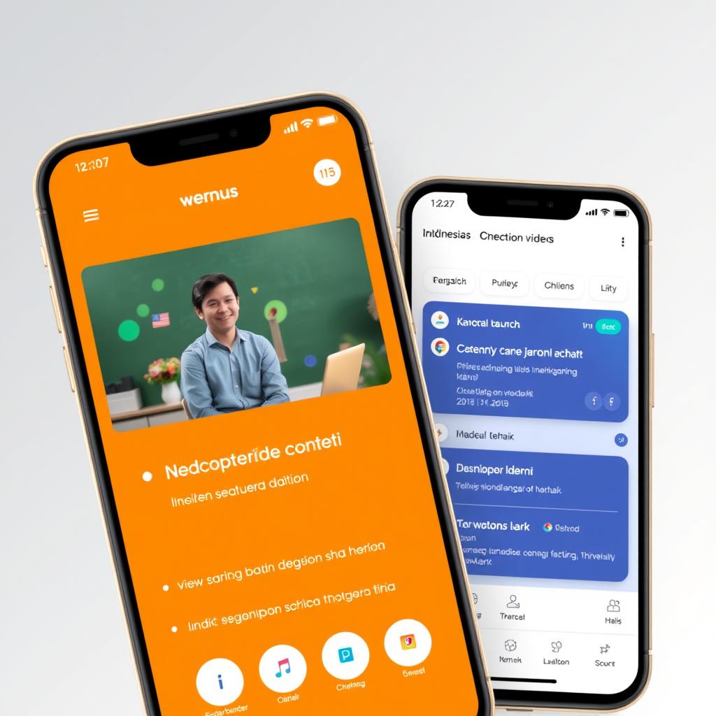 Interface aplikasi Zenius dengan fitur video konsep Interface aplikasi Zenius dengan fitur video konsep